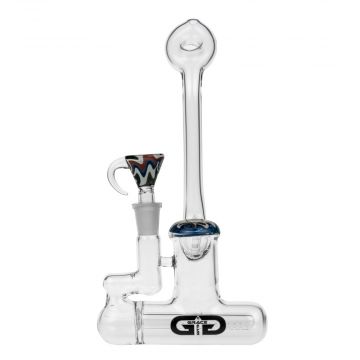 Grace Glass 12-slit Inline Percolator Bubbler with colored details and colored bowl - Front view 