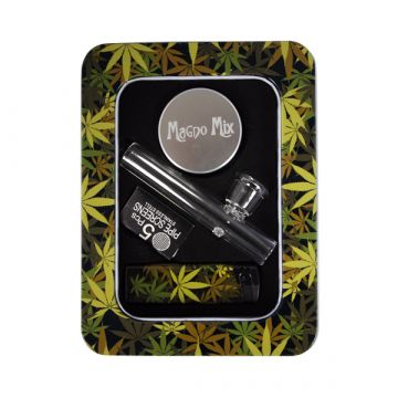 Dutch Mini Glass Steamroller Pipe Gift Set with Magno Mix Aluminum Grinder