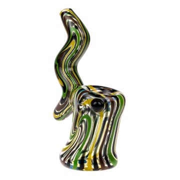 G-Spot Glass Sherlock Bubbler Pipe - Jamaican Swirl - Side view 1