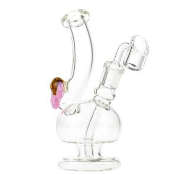 Black Leaf Glass Bubble Base Dab Rig with Honeycomb Marble - Side View 1