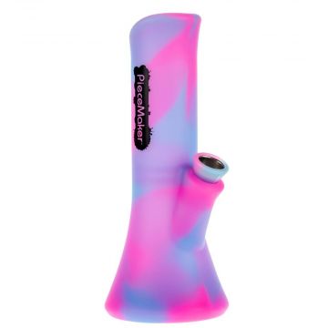 PieceMaker Kali Beaker Base Silicone Bong | Cotton Candy Glow - Side View 1