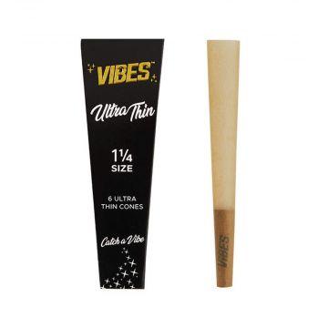 VIBES 1 ¼ Ultra Thin Pre-Rolled Cones | Box of 6