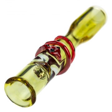 Black Leaf Fumed Glass One Hitter Pipe | Snake - Front View