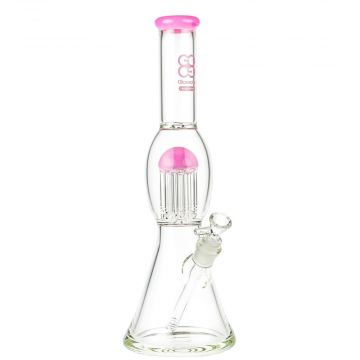 Glasscity Limited Edition Beaker Bong with Tree Perc | Milky Pink - Side View 1