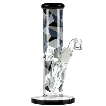 Famous Brandz Straight Glass Dab Rig with Ice Notches | Digital - Side View 1