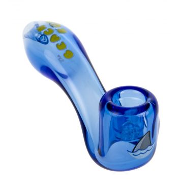 The Beach Bum Glass Sherlock Pipe | Shark Fin | Blue