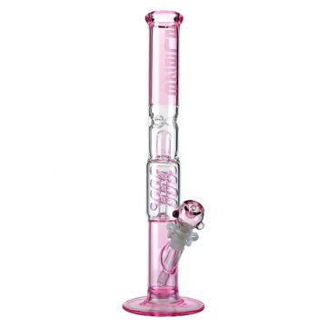 Blaze Glass - Premium Double Spiral Perc Cylinder Ice Bong - Pink
