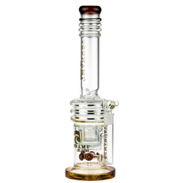 Tsunami Glass Straight Ice Bong with Spore and Double HoneyComb Perc | Amber