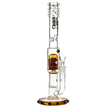 Black Leaf Glass Ice Bong with 9-Arm Tree Perc & Built-in HoneyComb Disc - Side View 1