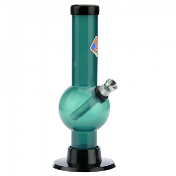 Acrylic Straight Bubble Base Mini Bong with Carb Hole - Teal - Side view 1