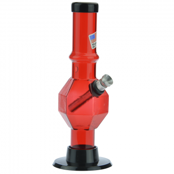 Acrylic Straight Tube Bubble Base Mini Bong with Maria - Red - Side view 1