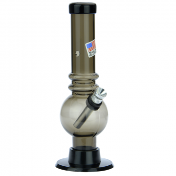 Acrylic Straight Bubble Base Mini Bong with Marias - Black - Side view 1
