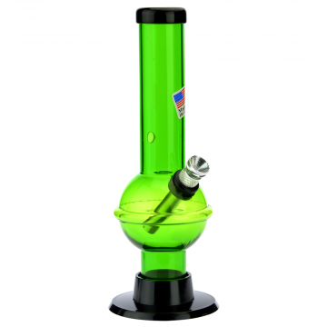 Acrylic Straight Bubble Base Mini Bong with Raised Grip - Green - Side view 1