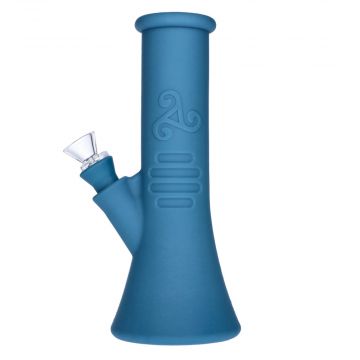 Silicone Beaker Base Bong with Glass Bowl | 8.5 Inch | Blue | side view 1