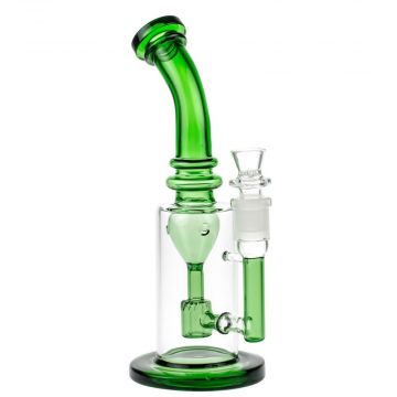 Glasscity Glass Bubbler with Slitted Drum Perc | Green - Side View 1