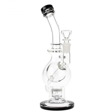 Glasscity Glass Sphere in Sphere Bubbler with HoneyComb Perc | Black - Side View 1