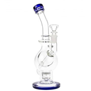 Glasscity Glass Sphere in Sphere Bubbler with HoneyComb Perc | Blue - Side View 1