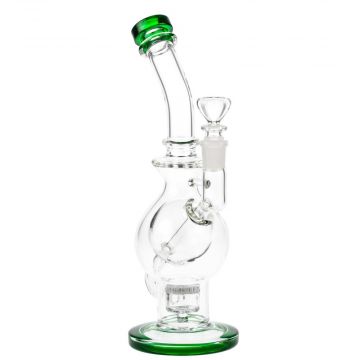 Glasscity Glass Sphere in Sphere Bubbler with HoneyComb Perc | Green - Side View 1