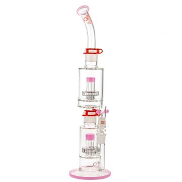 Grace Glass Limited Edition Mulitpart Vapor Bong with Double Showerhead Perc | Pink - With Vapor Dome 