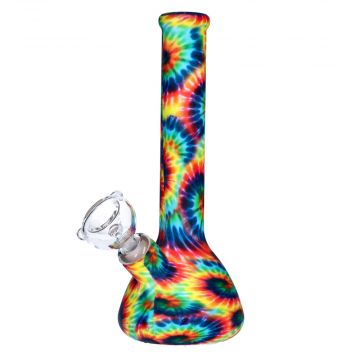 Silicone Beaker Bong with Glass Downstem and Bowl | Multi-colored | Tie Dye