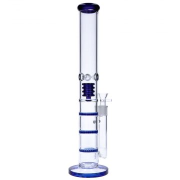 Straight Glass Ice Bong with Triple Disc and Spiral Perc | 17 Inch | side view 1