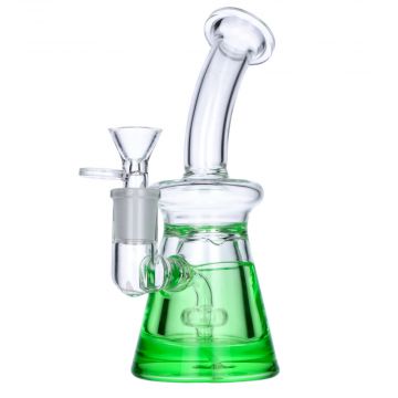 Glass Glycerine Beaker Bubbler with Showerhead Percolator | Green | side view 1