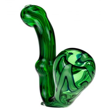 Glasscity Green Reversal Sherlock Pipe with Glass Feet - Side View 1
