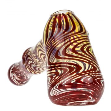 Glasscity Fumed Glass Hammer Bubbler with Red Reversals - Front View 1