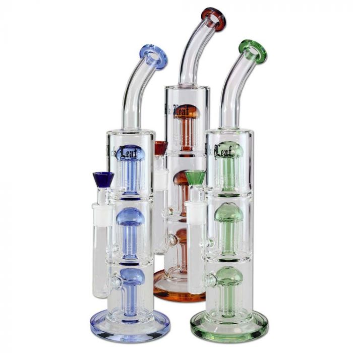 Black Leaf Straight Bong with Tripe Tree Perc | 15.3 Inch main product photo