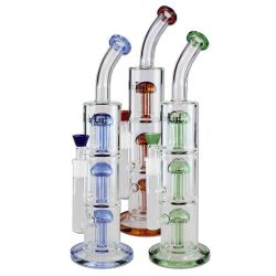 Black Leaf Straight Bong with Triple Tree Perc | 15.3 Inch | All colors
