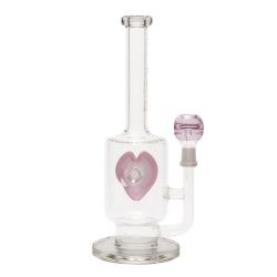 Pure Glass Surfrider Heart Dab Rig with Honeycomb Disc Perc | 11 Inch | side view 1